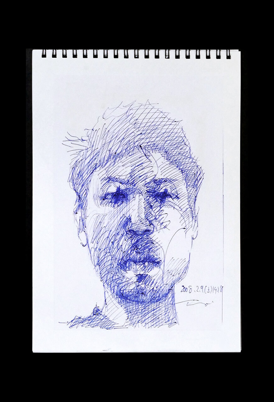 Contemporary artist SHINTAKU Tomoni's 2008/2/9 Self-portrait or pencil drawing