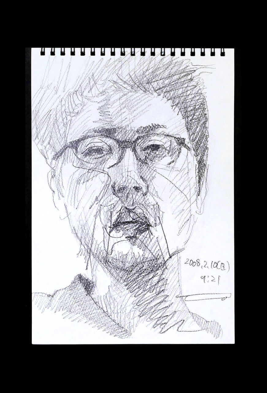 Contemporary artist SHINTAKU Tomoni's 2008/2/10 Self-portrait or pencil drawing