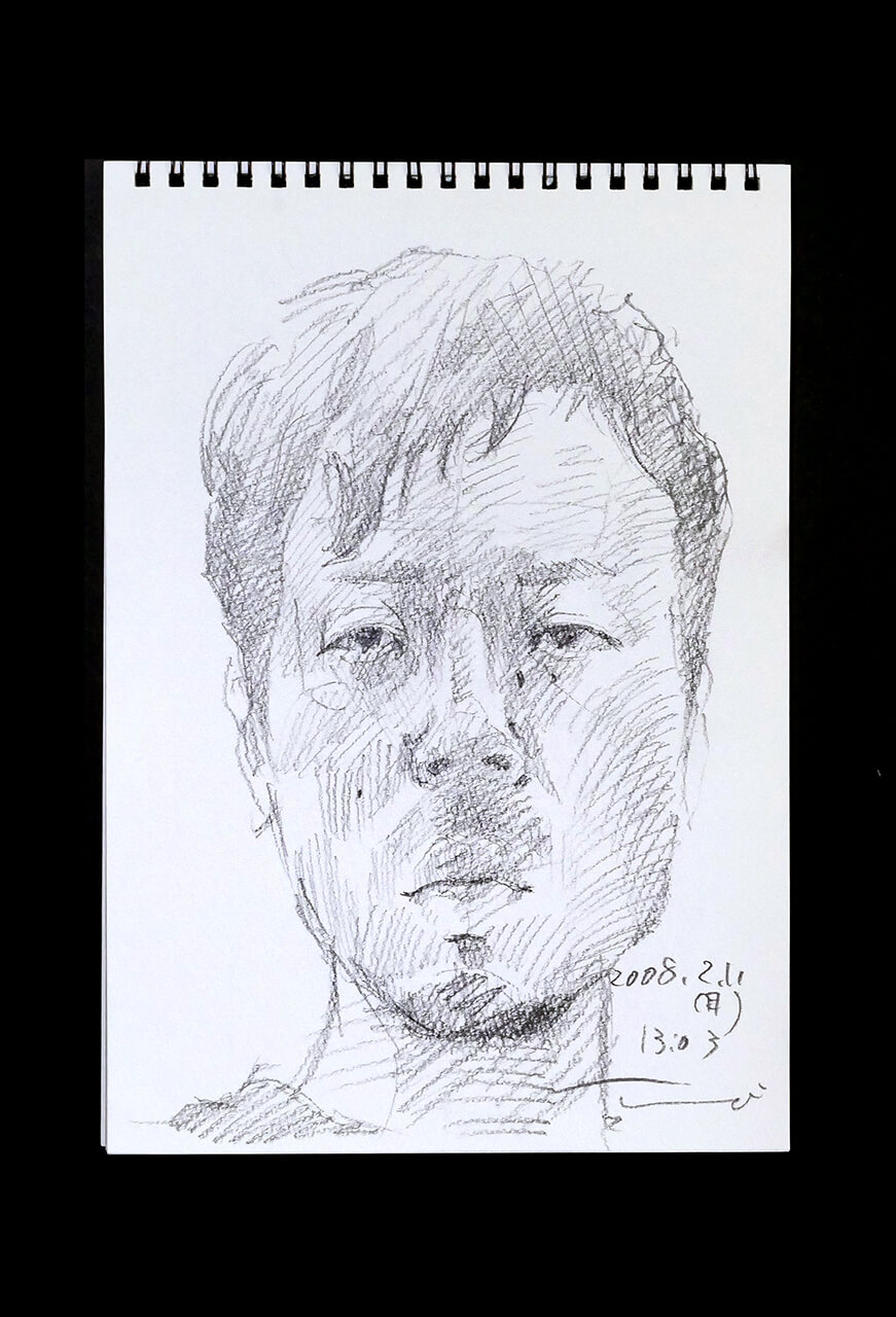 Contemporary artist SHINTAKU Tomoni's 2008/2/11 Self-portrait or pencil drawing
