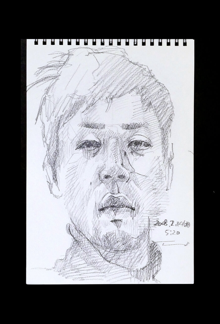 Contemporary artist SHINTAKU Tomoni's 2008/2/14 Self-portrait or pencil drawing