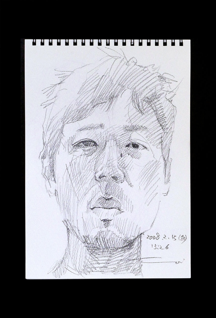 Contemporary artist SHINTAKU Tomoni's 2008/2/15 Self-portrait or pencil drawing