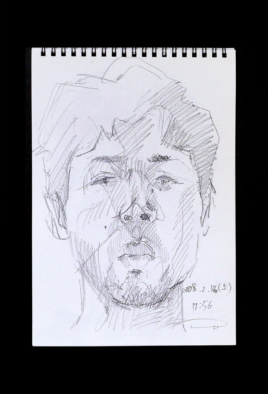 Contemporary artist SHINTAKU Tomoni's 2008/2/16 Self-portrait or pencil drawing