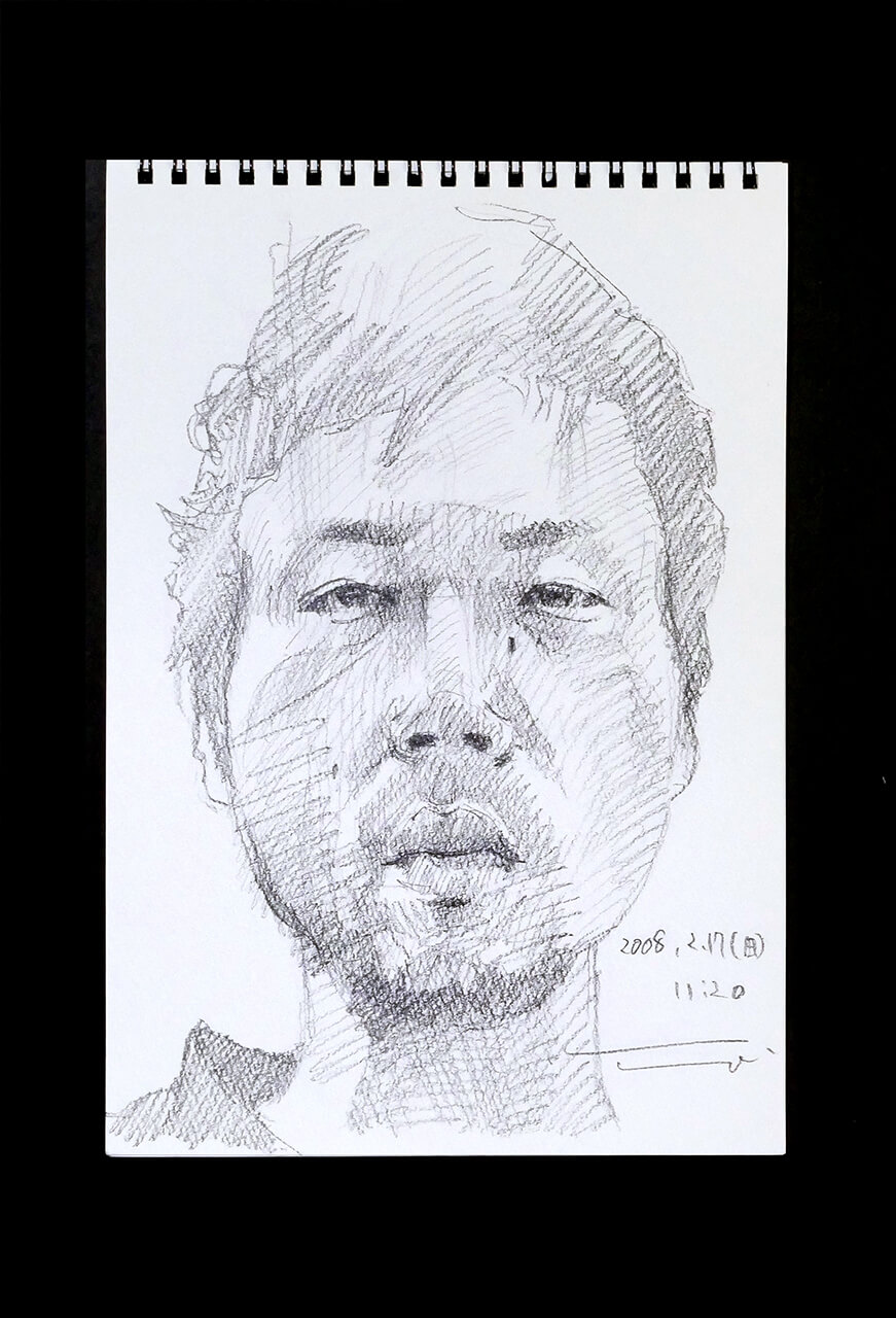 Contemporary artist SHINTAKU Tomoni's 2008/2/17 Self-portrait or pencil drawing