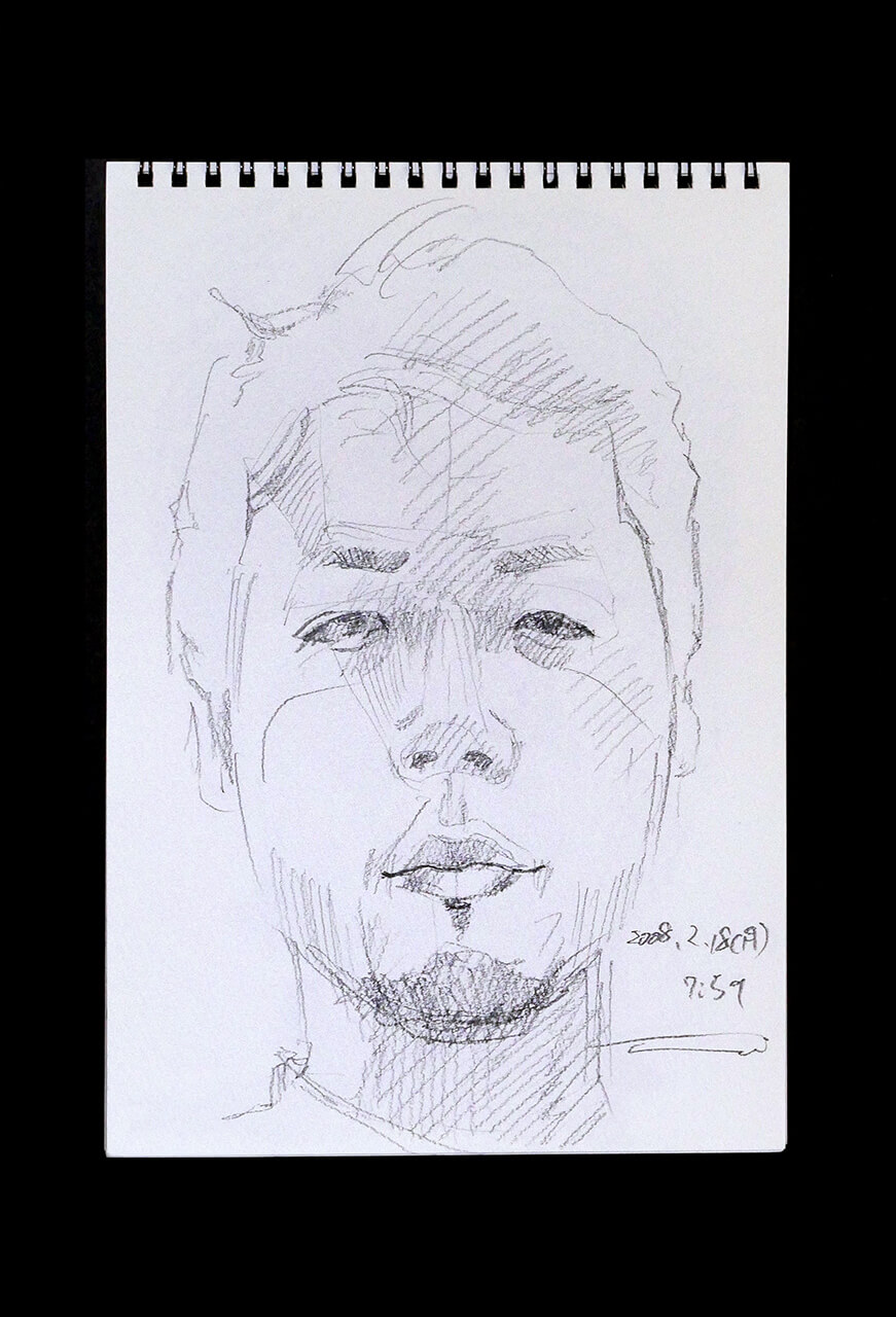 Contemporary artist SHINTAKU Tomoni's 2008/2/18 Self-portrait or pencil drawing