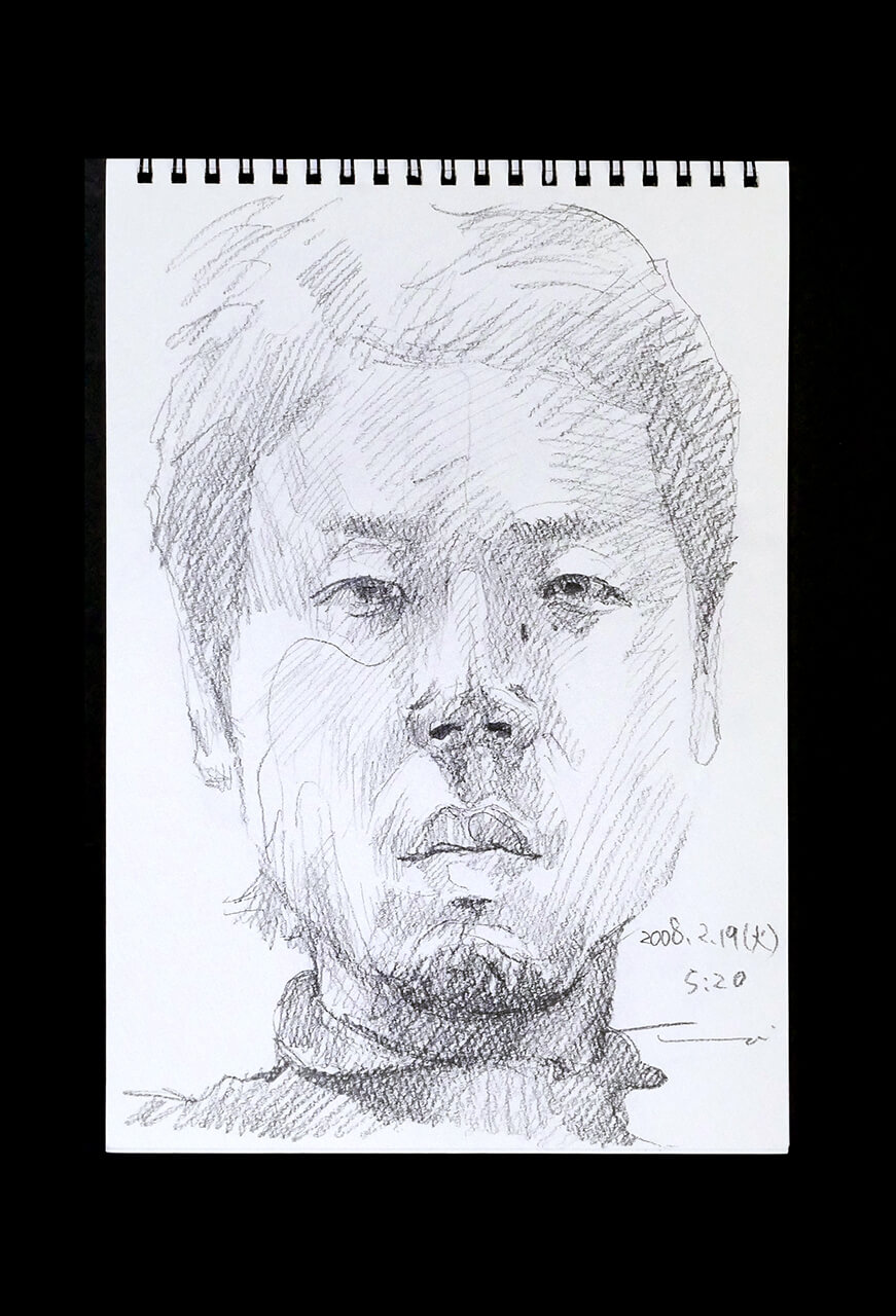 Contemporary artist SHINTAKU Tomoni's 2008/2/19 Self-portrait or pencil drawing