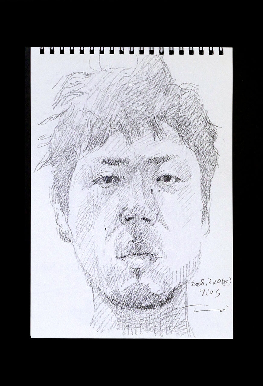 Contemporary artist SHINTAKU Tomoni's 2008/2/20 Self-portrait or pencil drawing