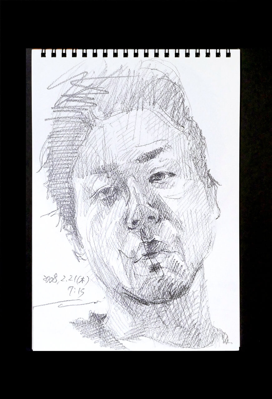 Contemporary artist SHINTAKU Tomoni's 2008/2/21 Self-portrait or pencil drawing