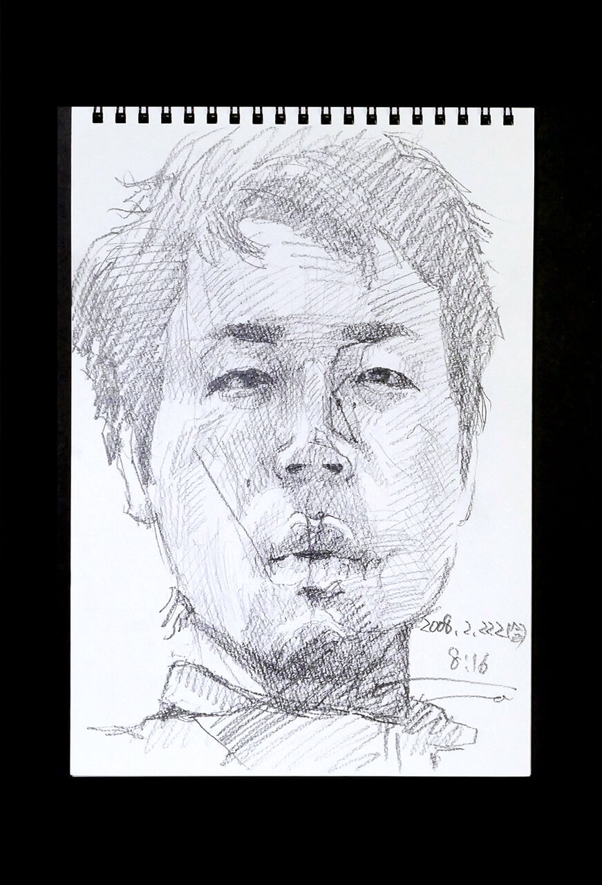 Contemporary artist SHINTAKU Tomoni's 2008/2/22 Self-portrait or pencil drawing