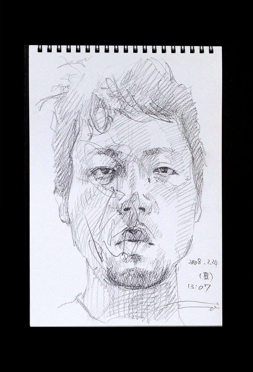 Contemporary artist SHINTAKU Tomoni's 2008/2/24 Self-portrait or pencil drawing