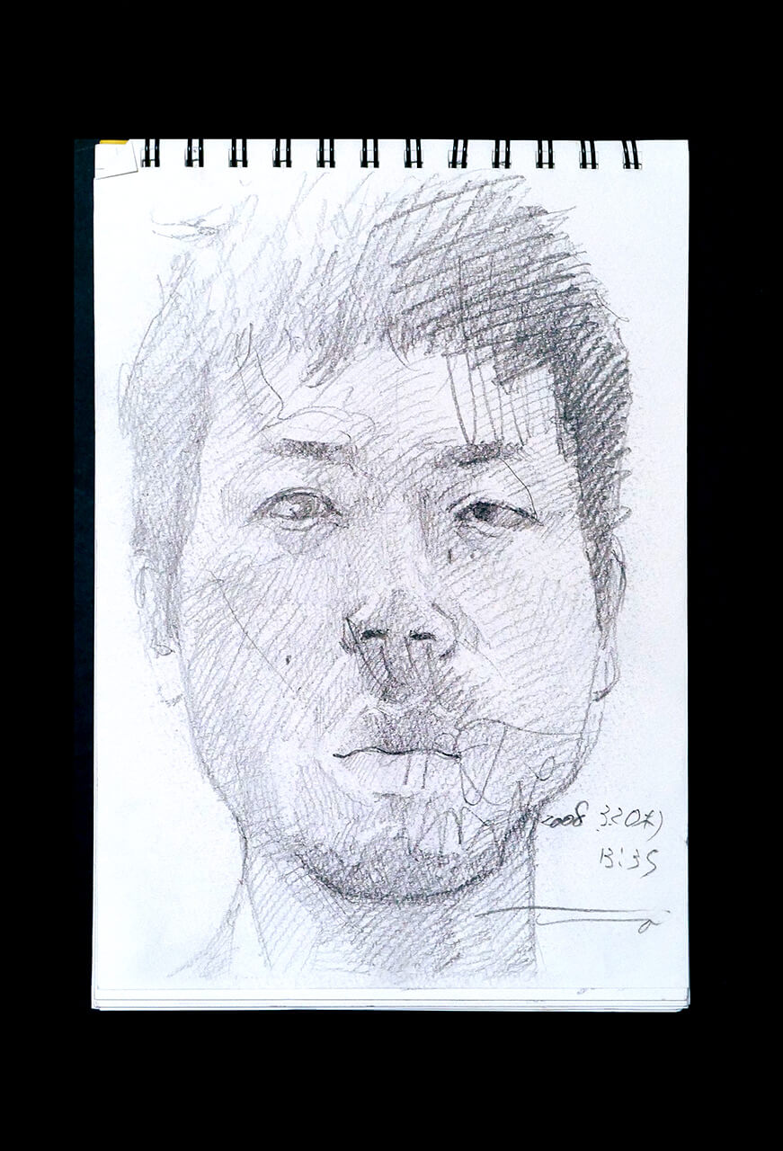 Contemporary artist SHINTAKU Tomoni's 2008/3/20 Self-portrait or pencil drawing