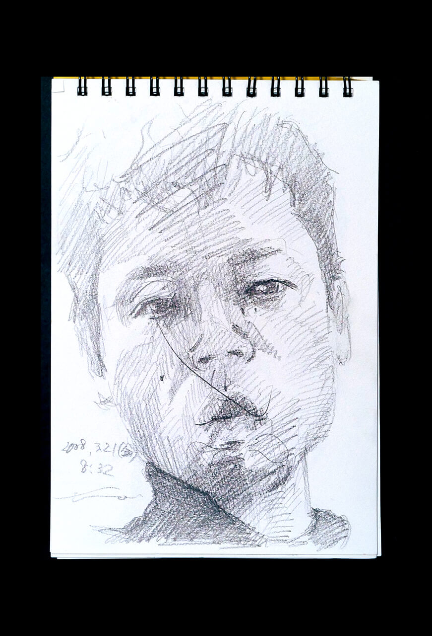 Contemporary artist SHINTAKU Tomoni's 2008/3/21 Self-portrait or pencil drawing