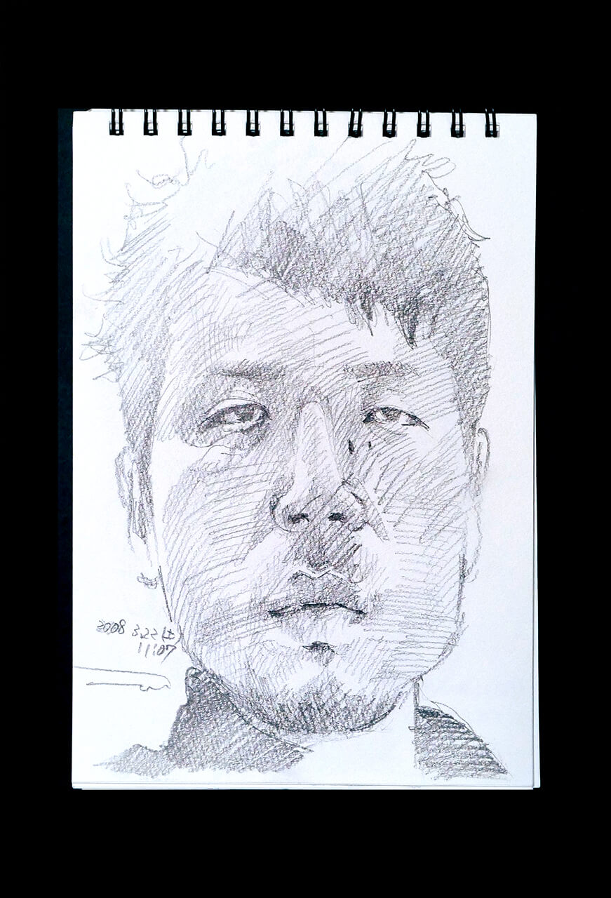 Contemporary artist SHINTAKU Tomoni's 2008/3/22 Self-portrait or pencil drawing