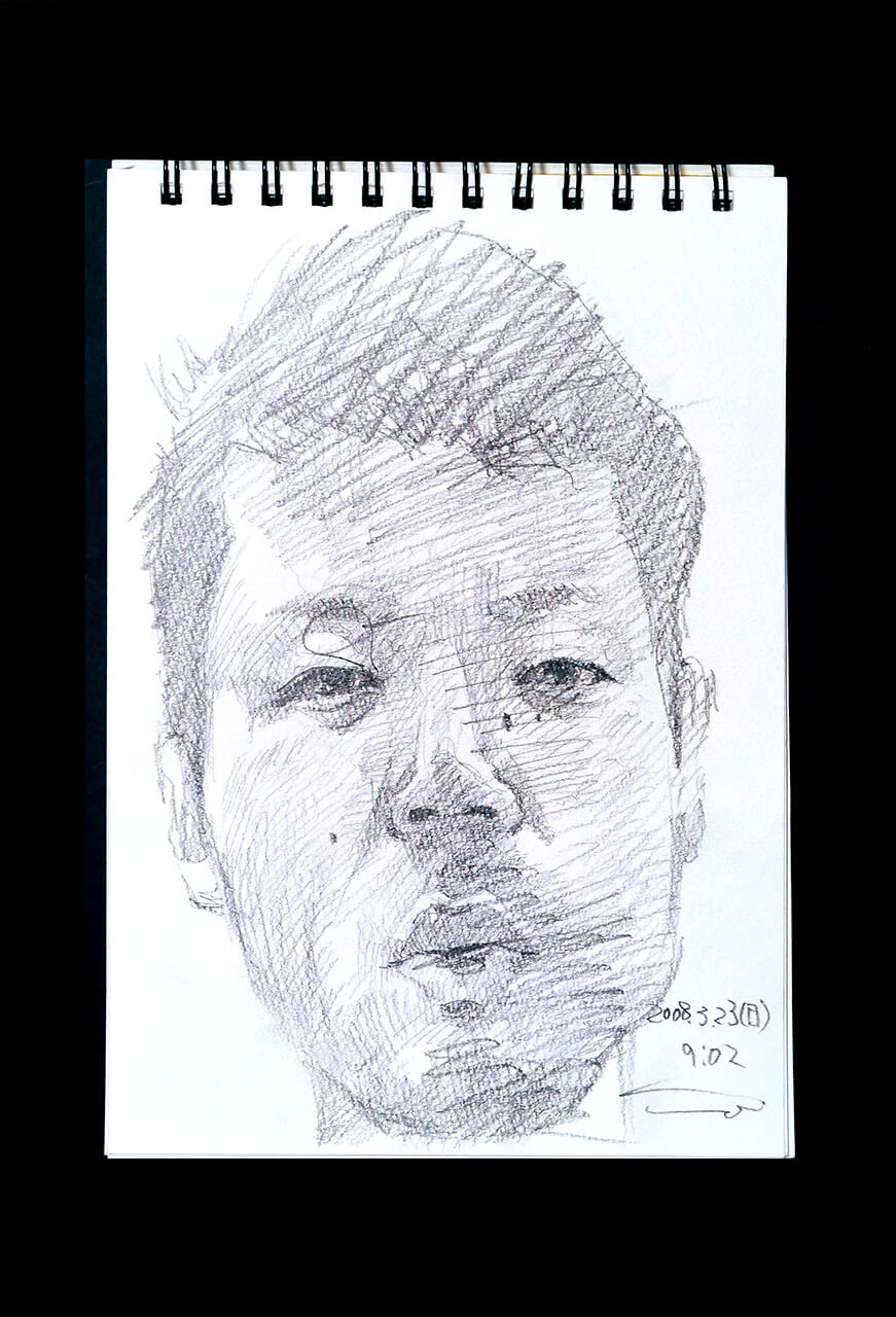 Contemporary artist SHINTAKU Tomoni's 2008/3/23 Self-portrait or pencil drawing