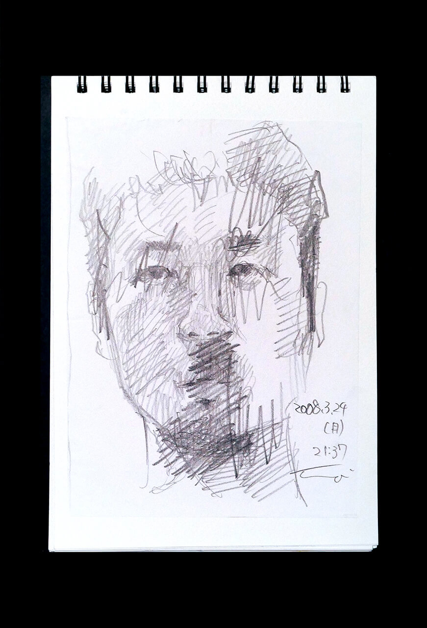 Contemporary artist SHINTAKU Tomoni's 2008/3/24 Self-portrait or pencil drawing