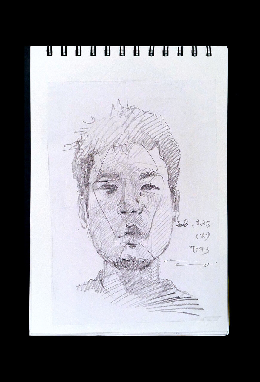 Contemporary artist SHINTAKU Tomoni's 2008/3/25 Self-portrait or pencil drawing