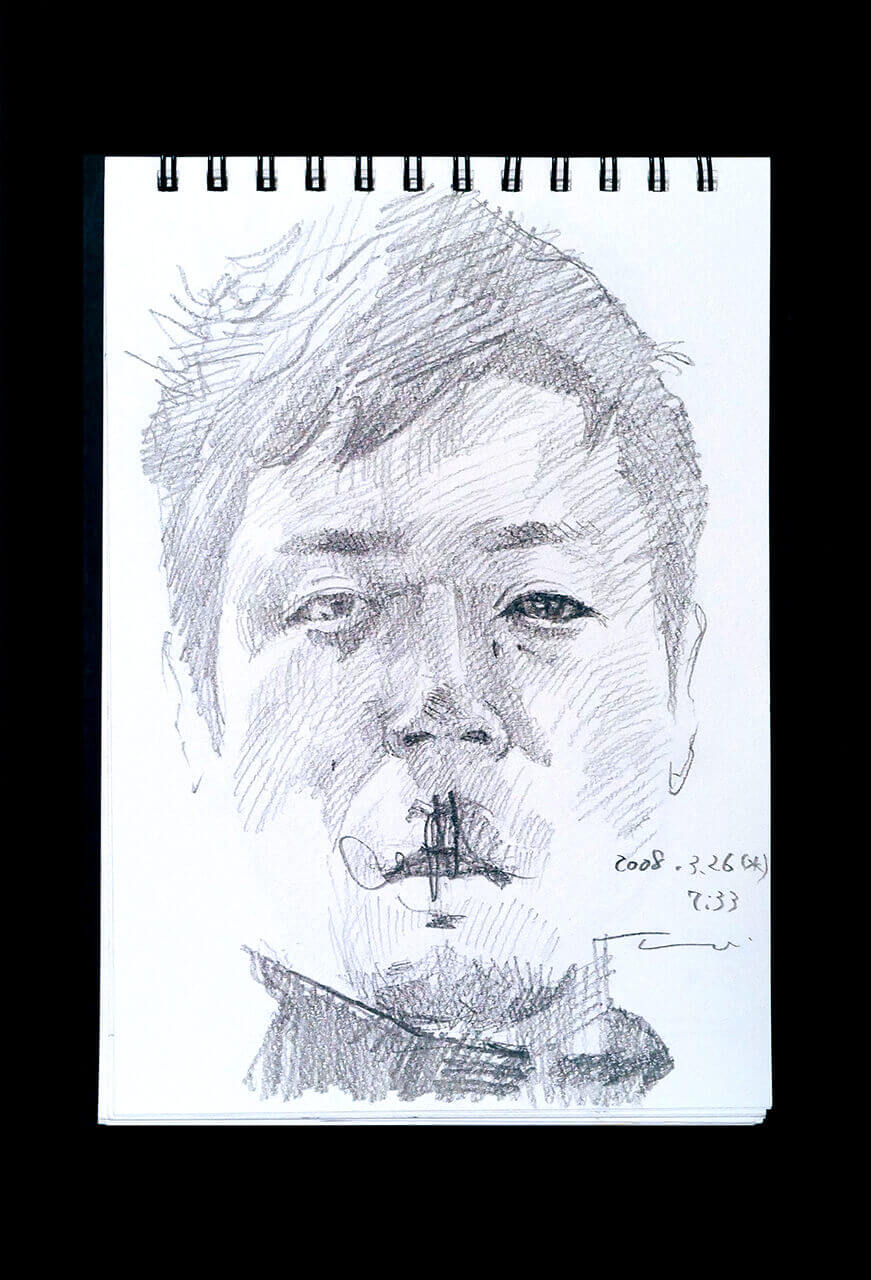 Contemporary artist SHINTAKU Tomoni's 2008/3/26 Self-portrait or pencil drawing
