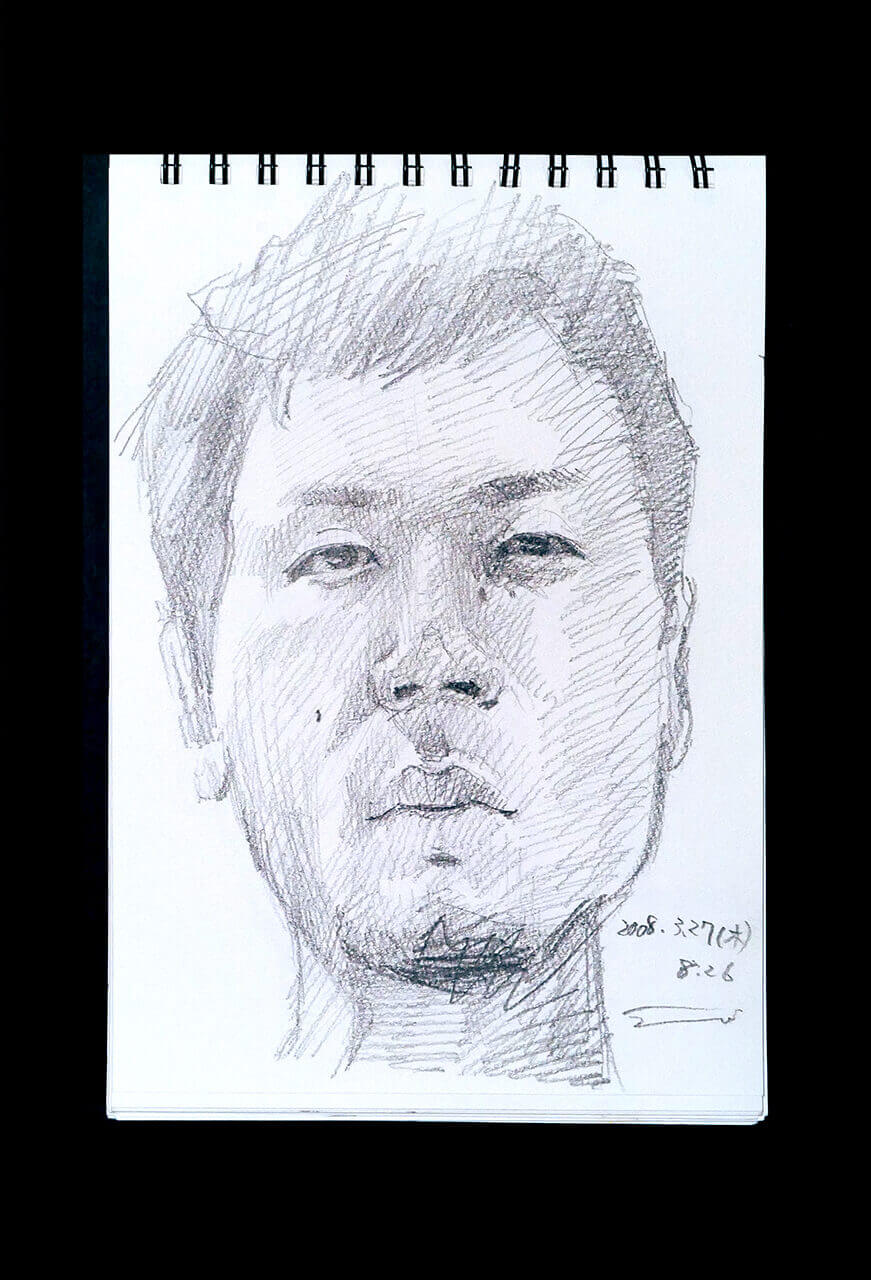 Contemporary artist SHINTAKU Tomoni's 2008/3/27 Self-portrait or pencil drawing