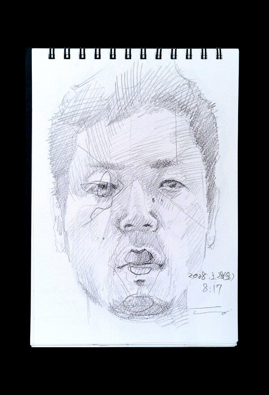 Contemporary artist SHINTAKU Tomoni's 2008/3/28 Self-portrait or pencil drawing
