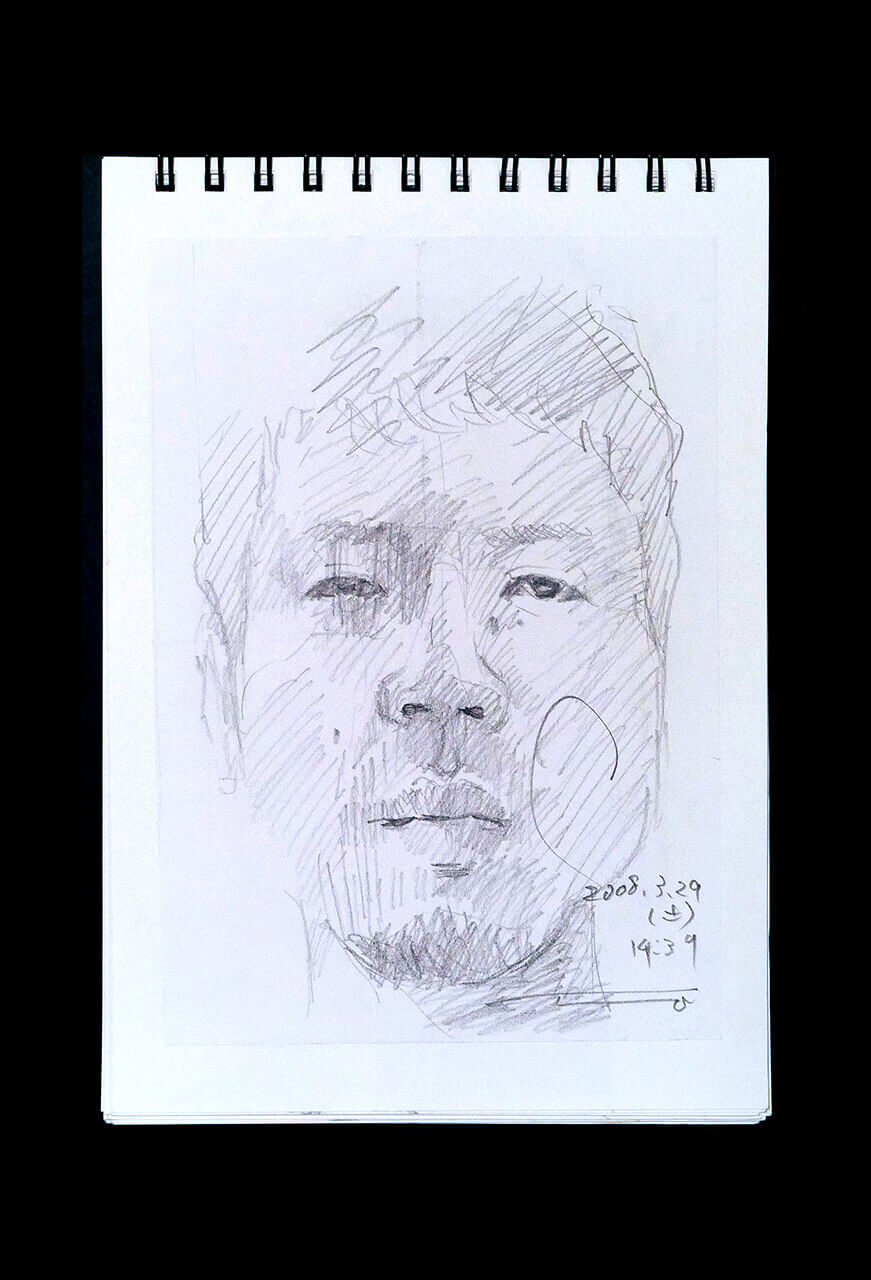 Contemporary artist SHINTAKU Tomoni's 2008/3/29 Self-portrait or pencil drawing