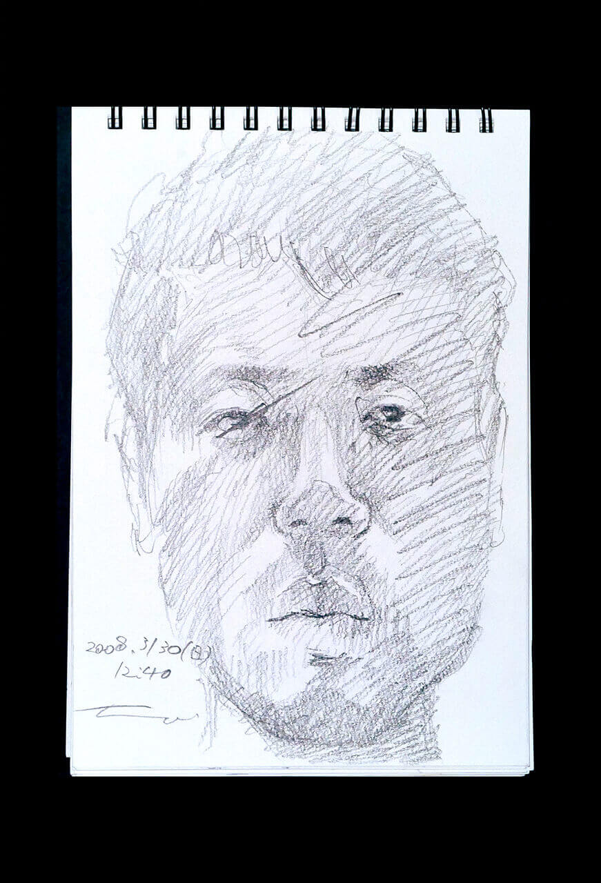 Contemporary artist SHINTAKU Tomoni's 2008/3/30 Self-portrait or pencil drawing