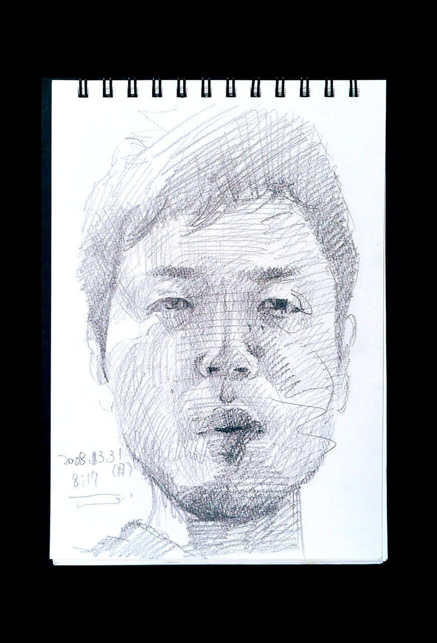 Contemporary artist SHINTAKU Tomoni's 2008/3/31 Self-portrait or pencil drawing