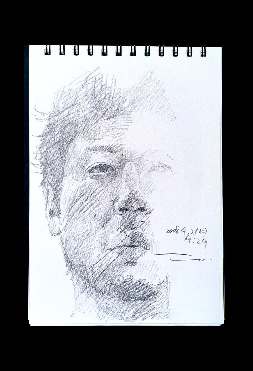 Contemporary artist SHINTAKU Tomoni's 2008/4/2 Self-portrait or pencil drawing