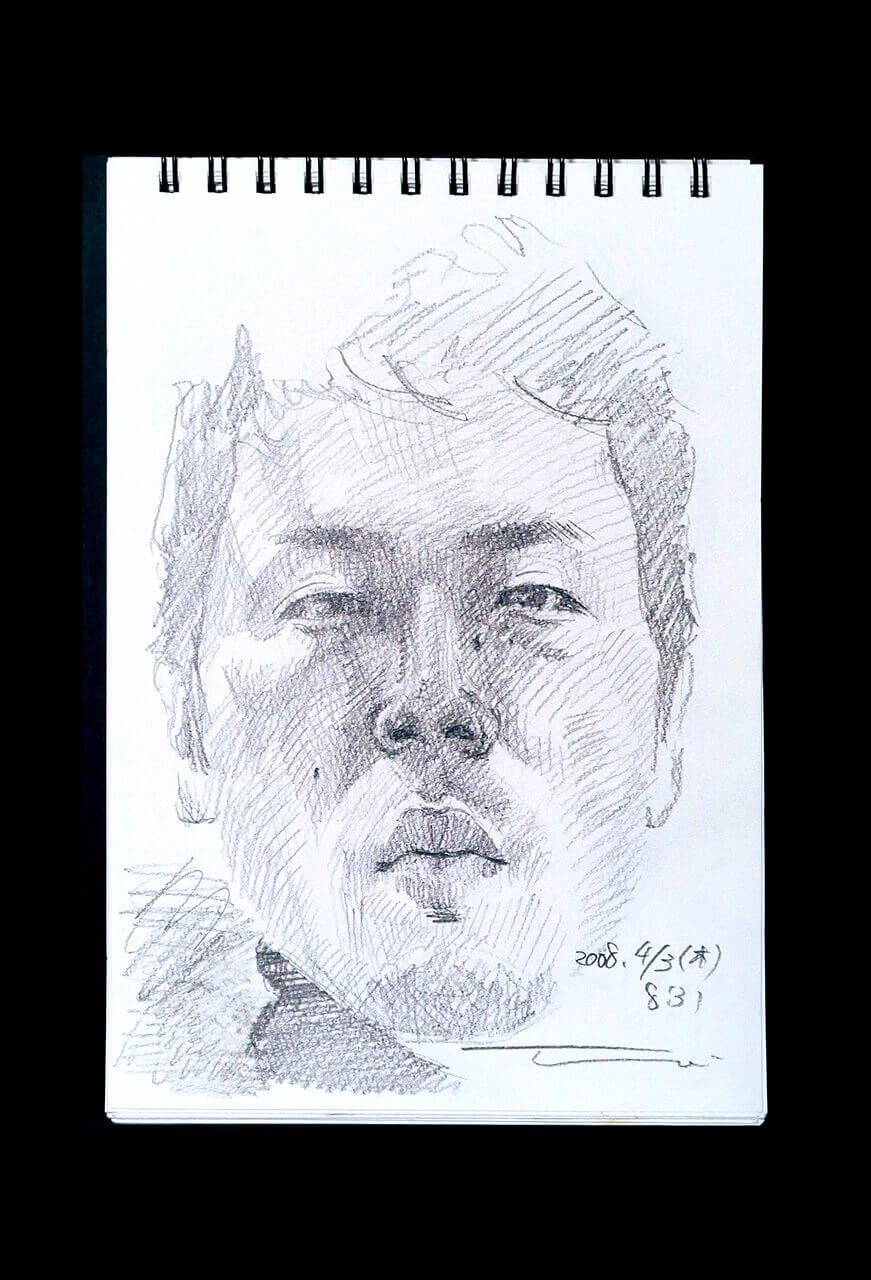 Contemporary artist SHINTAKU Tomoni's 2008/4/3 Self-portrait or pencil drawing
