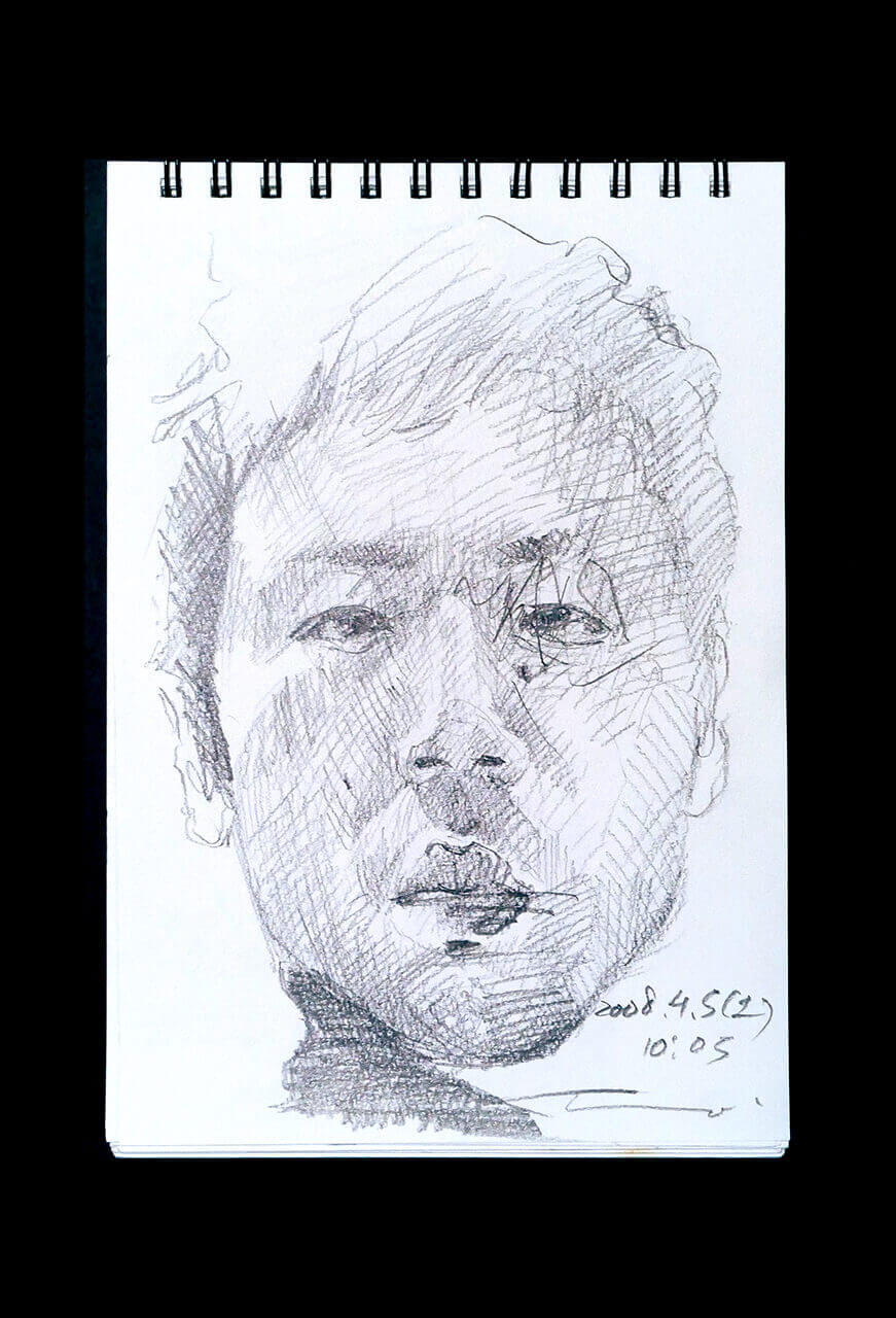 Contemporary artist SHINTAKU Tomoni's 2008/4/5 Self-portrait or pencil drawing