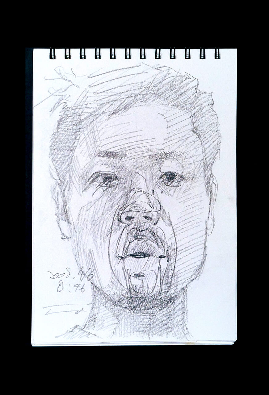 Contemporary artist SHINTAKU Tomoni's 2008/4/6 Self-portrait or pencil drawing