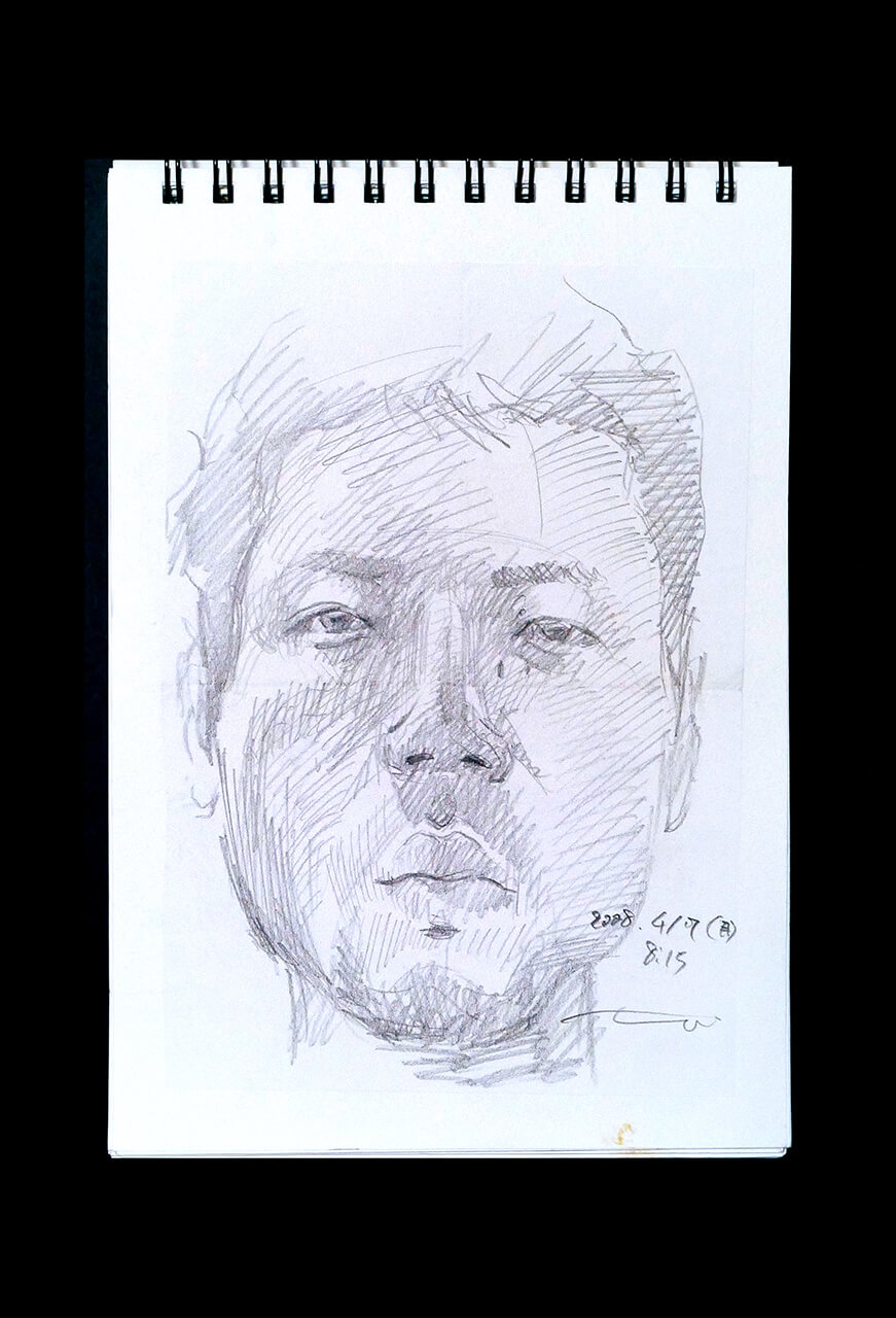 Contemporary artist SHINTAKU Tomoni's 2008/4/7 Self-portrait or pencil drawing