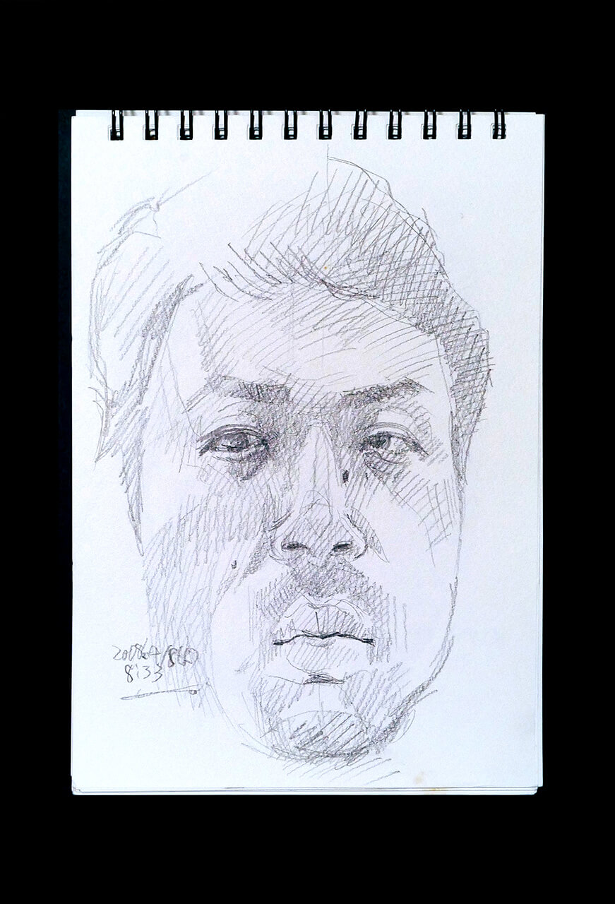 Contemporary artist SHINTAKU Tomoni's 2008/4/8 Self-portrait or pencil drawing