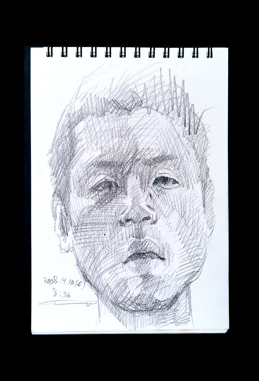 Contemporary artist SHINTAKU Tomoni's 2008/4/10 Self-portrait or pencil drawing