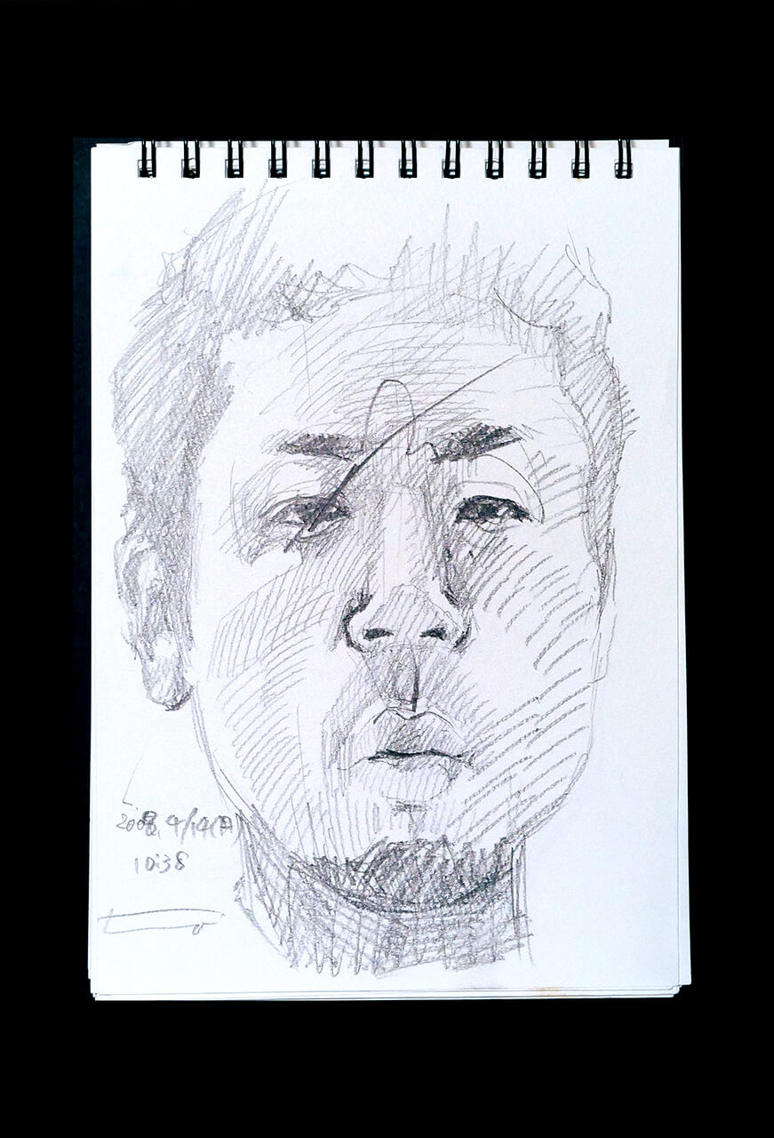 Contemporary artist SHINTAKU Tomoni's 2008/4/14 Self-portrait or pencil drawing