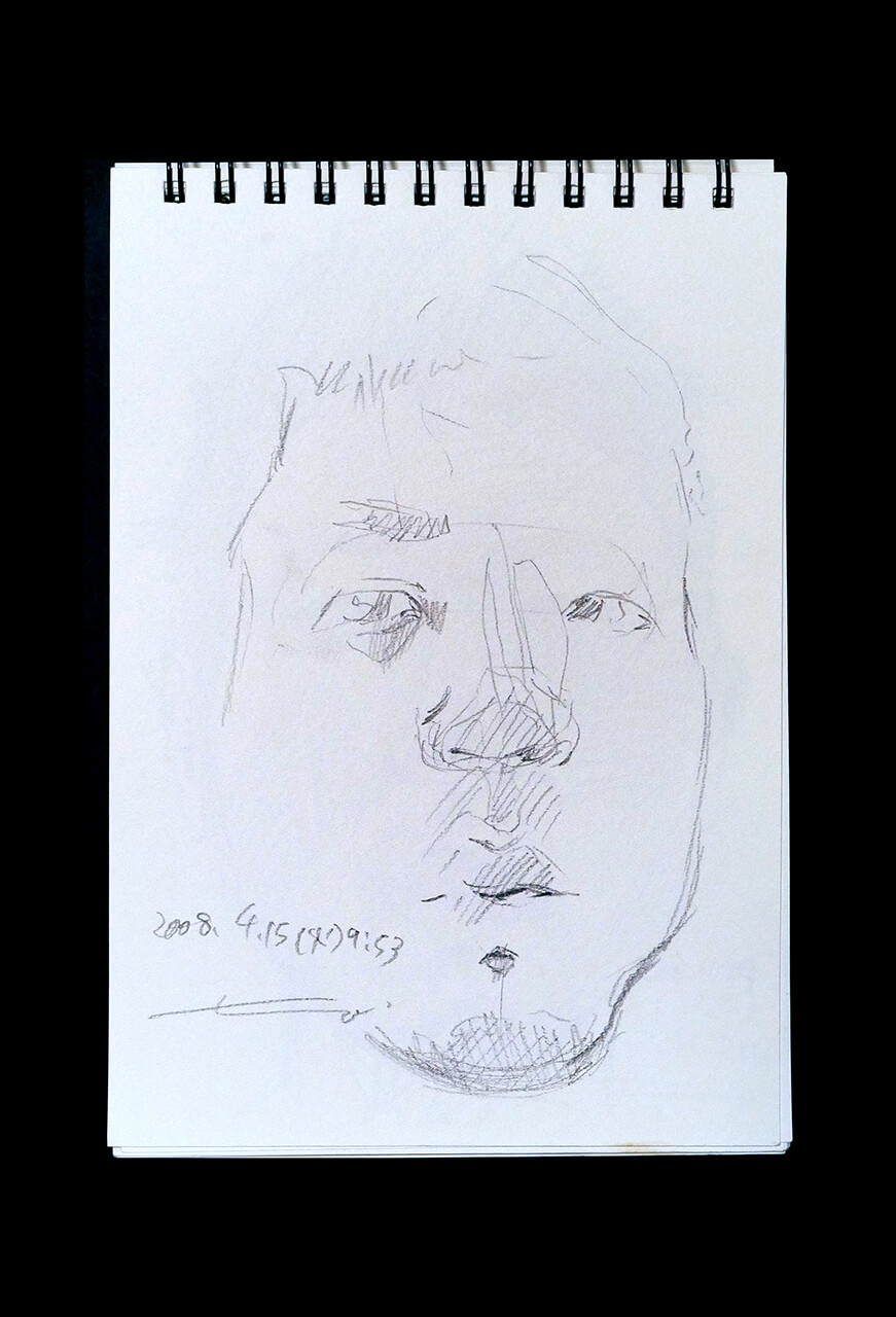 Contemporary artist SHINTAKU Tomoni's 2008/4/15 Self-portrait or pencil drawing