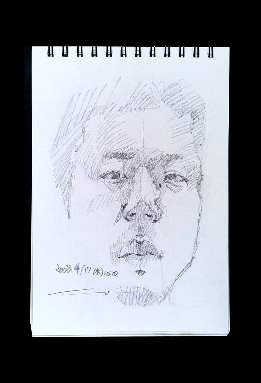 Contemporary artist SHINTAKU Tomoni's 2008/4/17 Self-portrait or pencil drawing