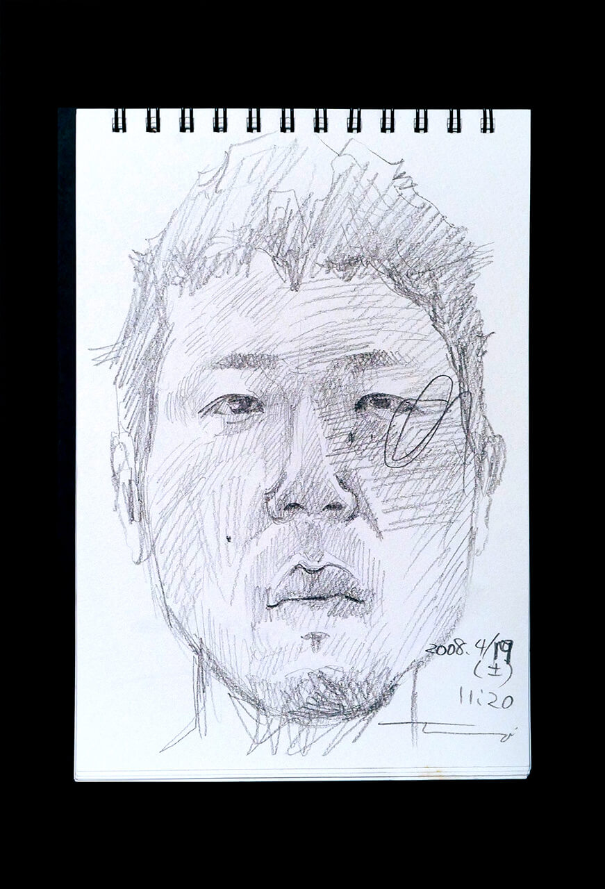 Contemporary artist SHINTAKU Tomoni's 2008/4/19 Self-portrait or pencil drawing