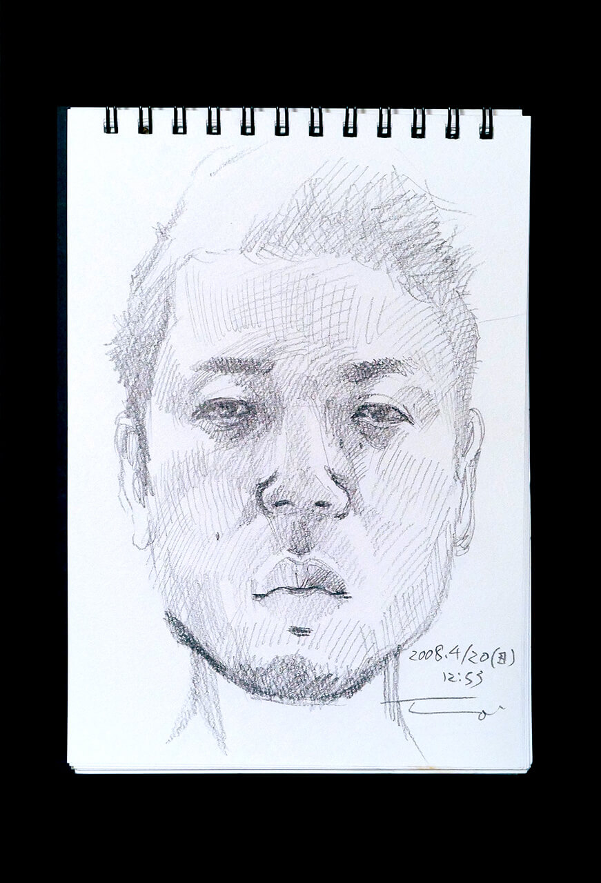 Contemporary artist SHINTAKU Tomoni's 2008/4/20 Self-portrait or pencil drawing