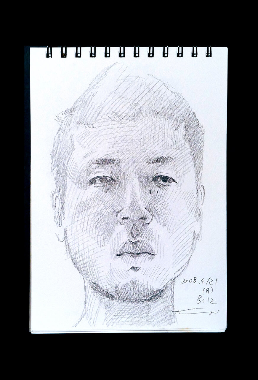 Contemporary artist SHINTAKU Tomoni's 2008/4/21 Self-portrait or pencil drawing