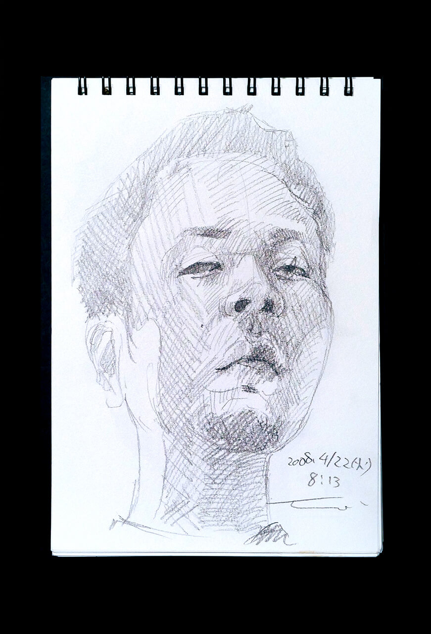 Contemporary artist SHINTAKU Tomoni's 2008/4/22 Self-portrait or pencil drawing
