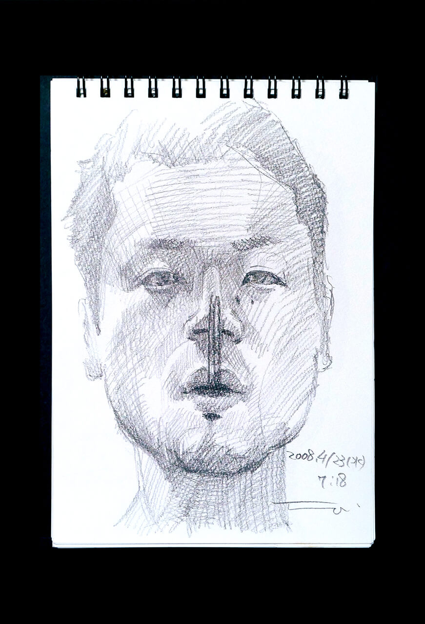 Contemporary artist SHINTAKU Tomoni's 2008/4/23 Self-portrait or pencil drawing
