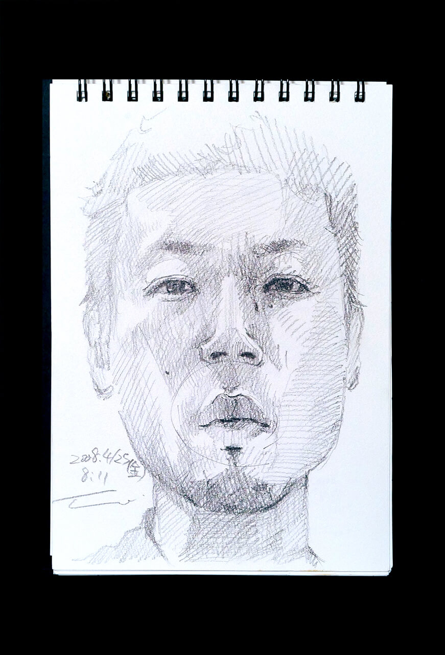 Contemporary artist SHINTAKU Tomoni's 2008/4/25 Self-portrait or pencil drawing