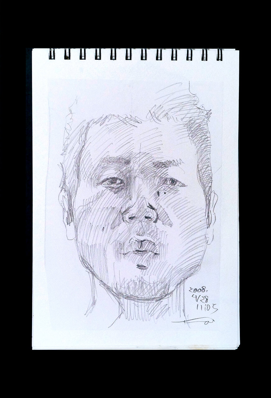 Contemporary artist SHINTAKU Tomoni's 2008/4/28 Self-portrait or pencil drawing