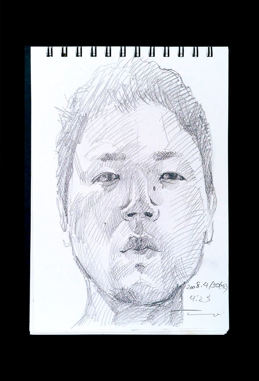 Contemporary artist SHINTAKU Tomoni's 2008/4/30 Self-portrait or pencil drawing