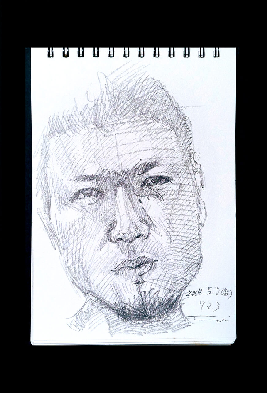 Contemporary artist SHINTAKU Tomoni's 2008/5/2 Self-portrait or pencil drawing