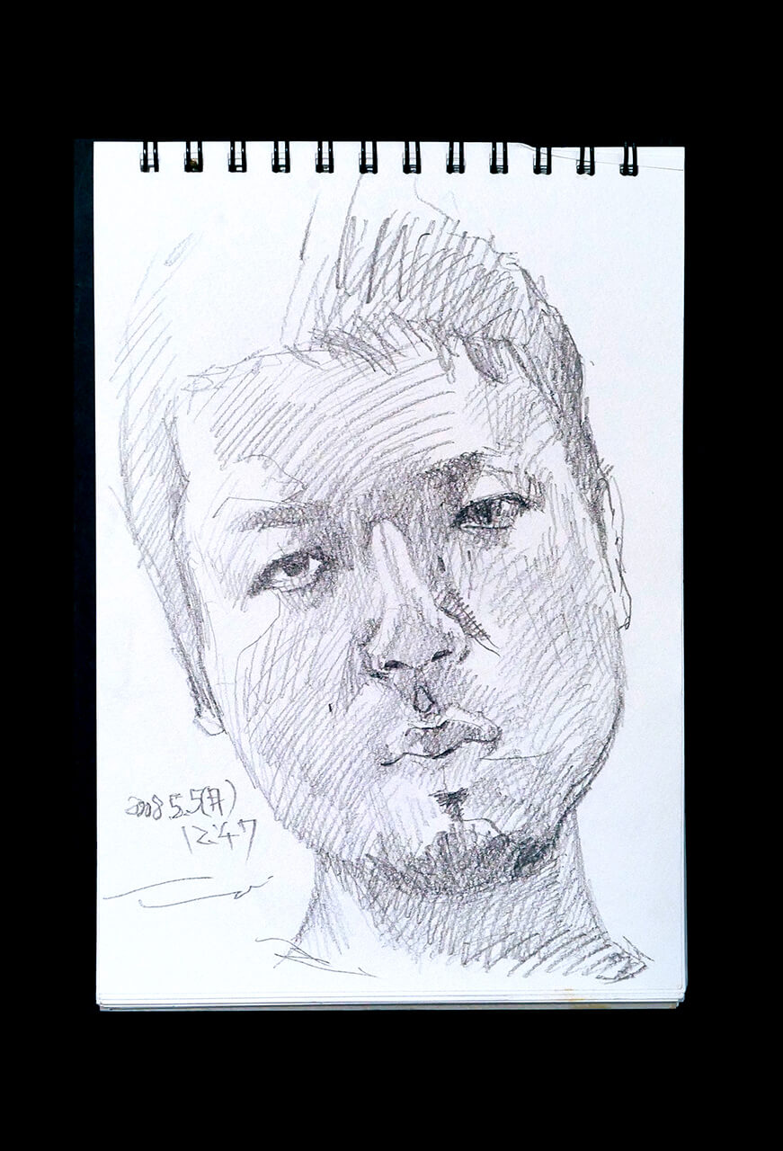 Contemporary artist SHINTAKU Tomoni's 2008/5/5 Self-portrait or pencil drawing