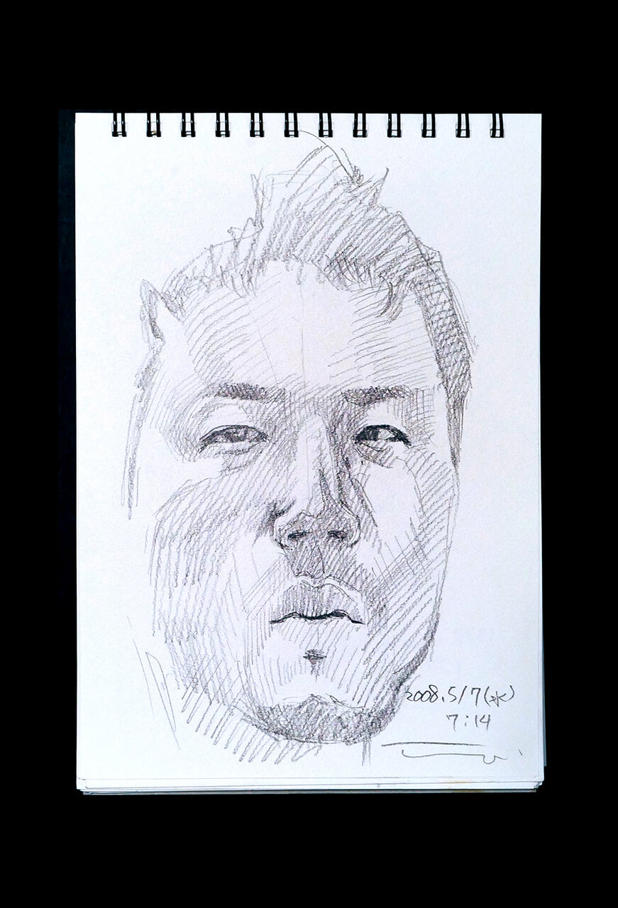 Contemporary artist SHINTAKU Tomoni's 2008/5/7 Self-portrait or pencil drawing