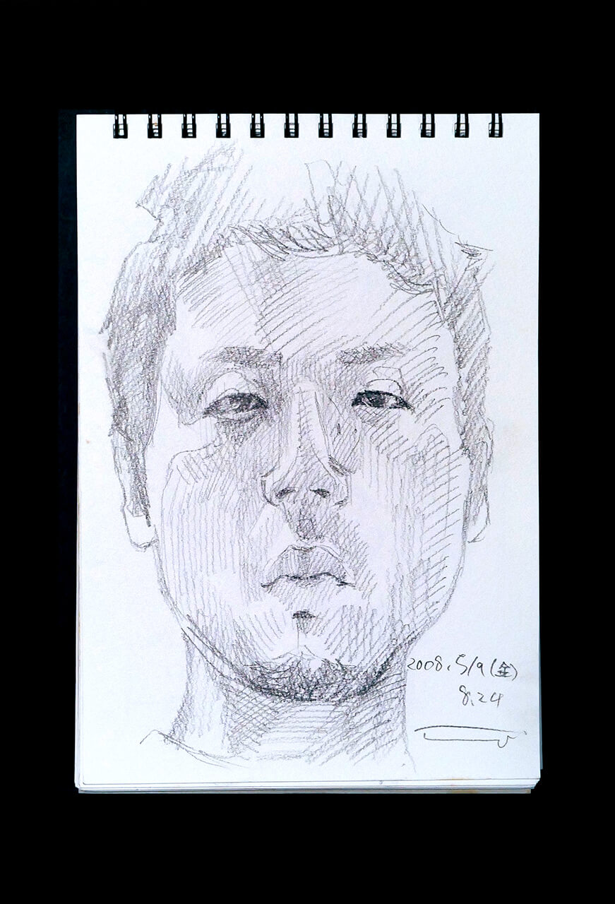Contemporary artist SHINTAKU Tomoni's 2008/5/9 Self-portrait or pencil drawing
