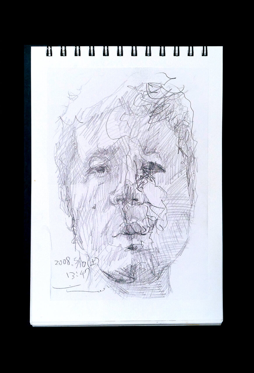 Contemporary artist SHINTAKU Tomoni's 2008/5/10 Self-portrait or pencil drawing