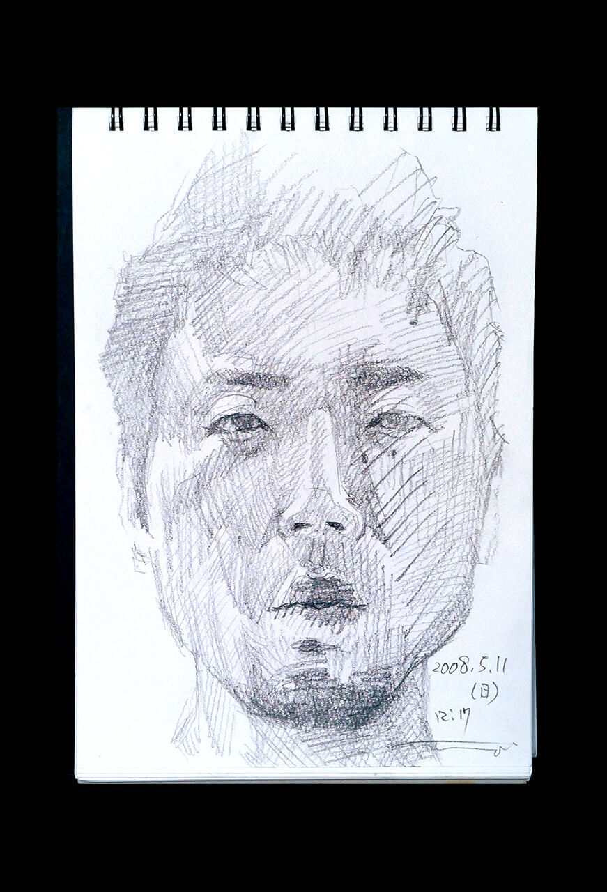Contemporary artist SHINTAKU Tomoni's 2008/5/11 Self-portrait or pencil drawing