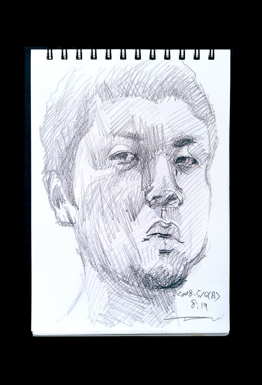 Contemporary artist SHINTAKU Tomoni's 2008/5/12 Self-portrait or pencil drawing